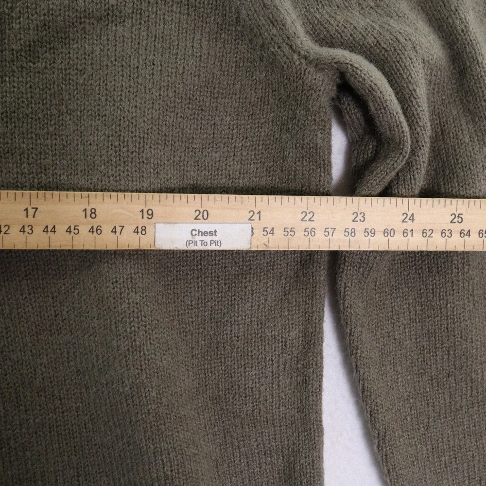 Rhythm Button Up Knit Polo Sweater Mohair Wool Blend Olive Men L NWT